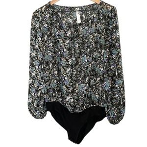 Free People Intimately Women’s Sheer Floral Bodysuit Size Small